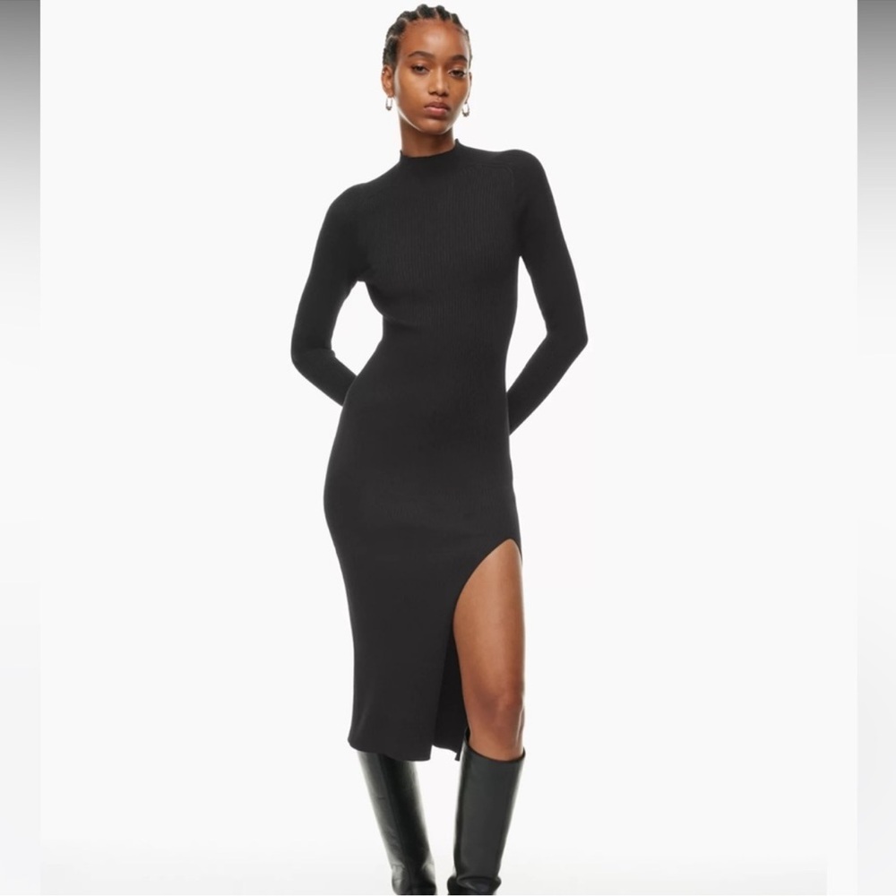 Aritzia Black Ribbed Dress